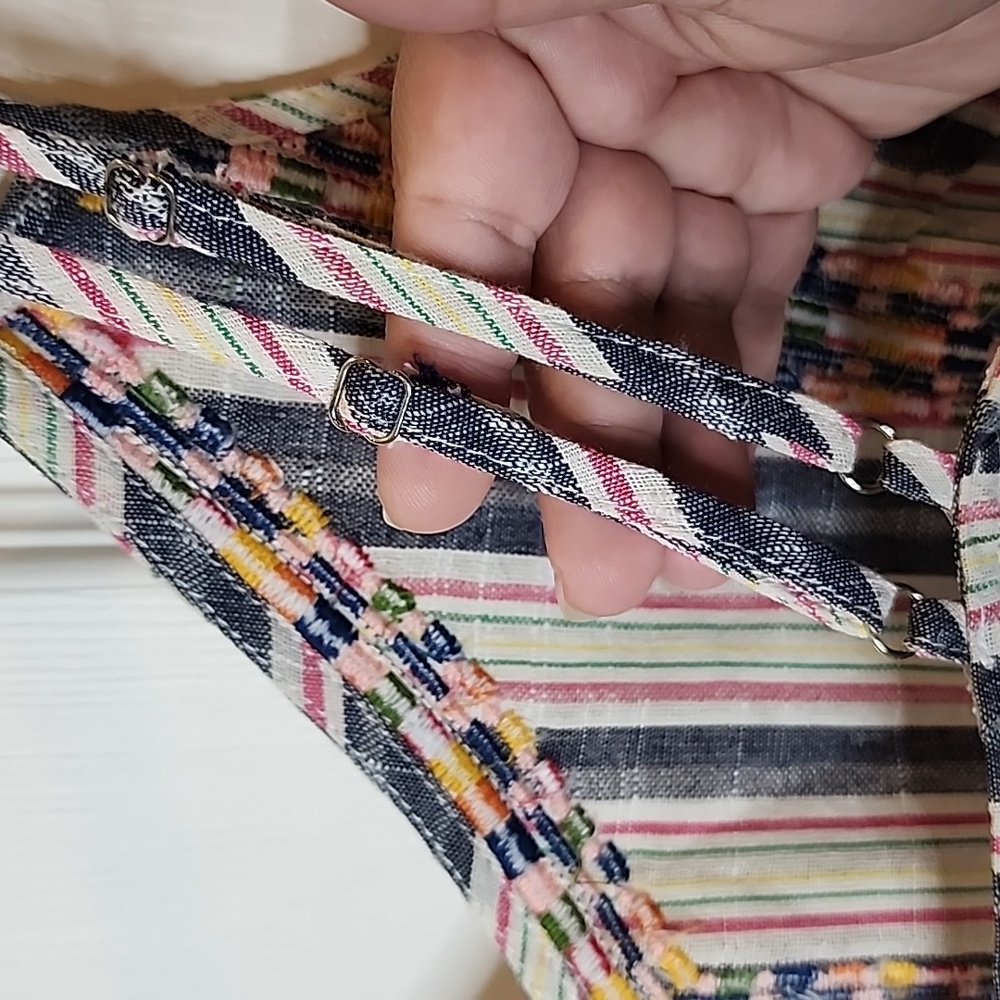 Savanna Jane Embroidered Babydoll Cami Striped Mini Dress, Size Small - Picture 5 of 9